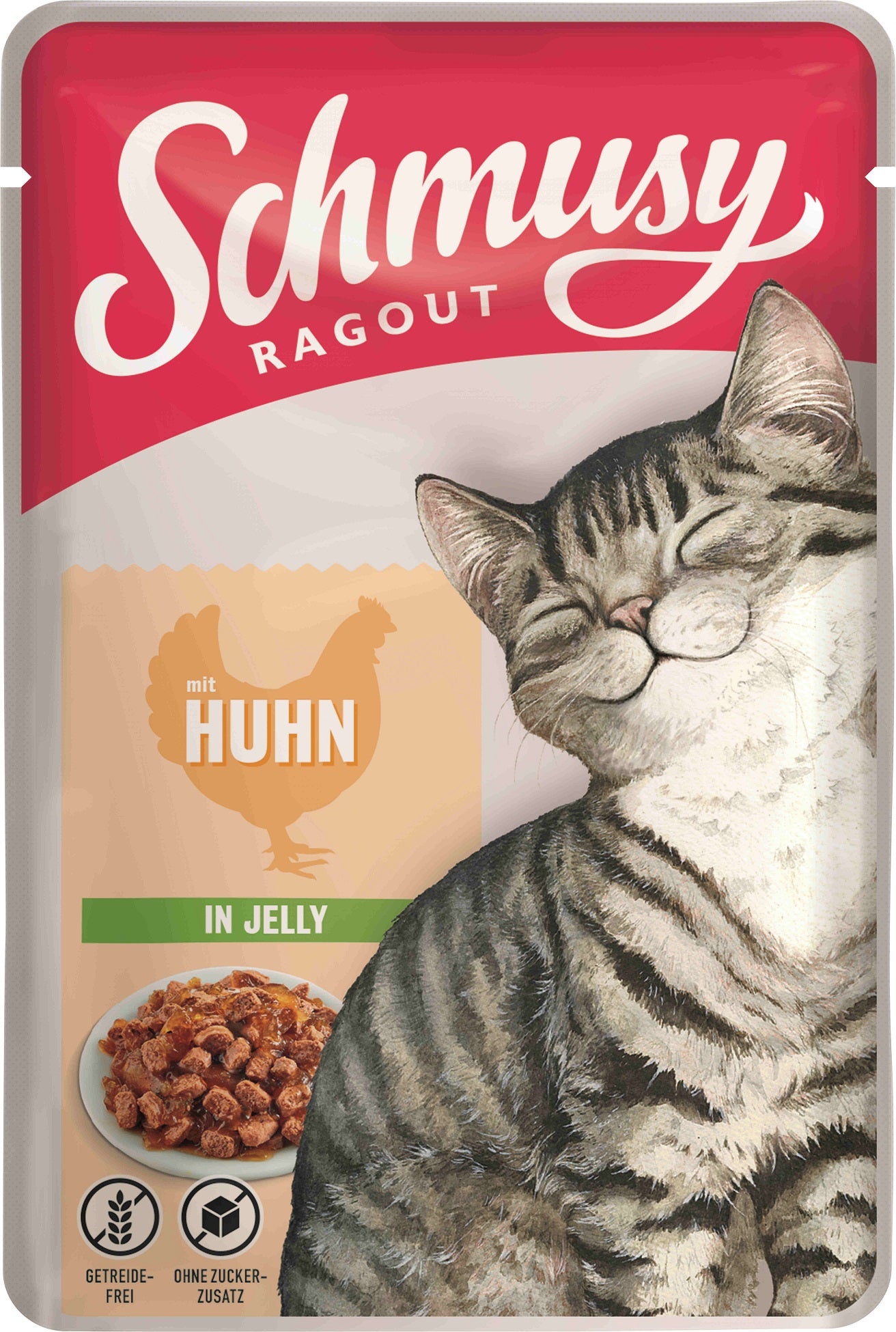 SCHMUSY Ragout Plic pentru pisici, Pui în gelatină 100g