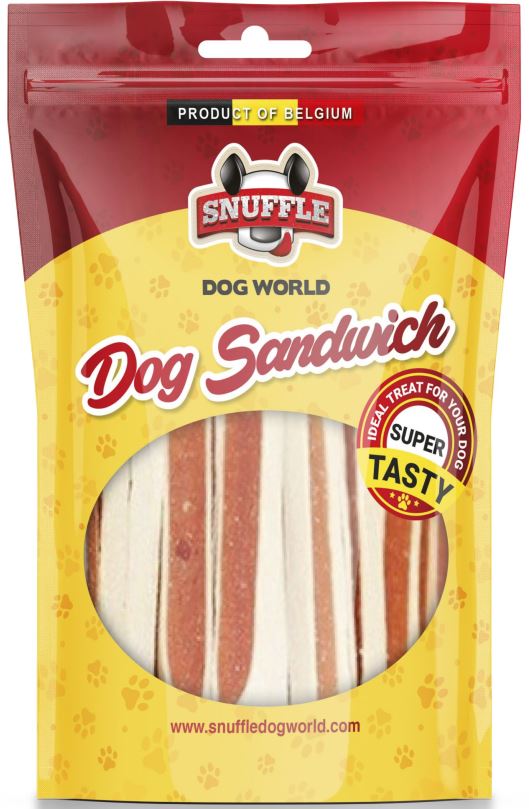 Snuffle dog sandwich pentru câini, cu aromă de pui şi peşte, 80gr