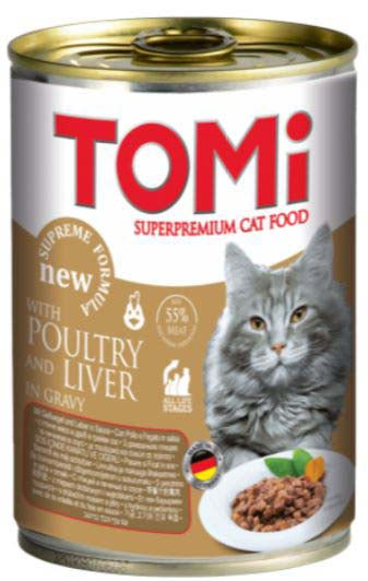 Tomi conservă pentru pisici, cu pasăre şi ficat în sos 400g