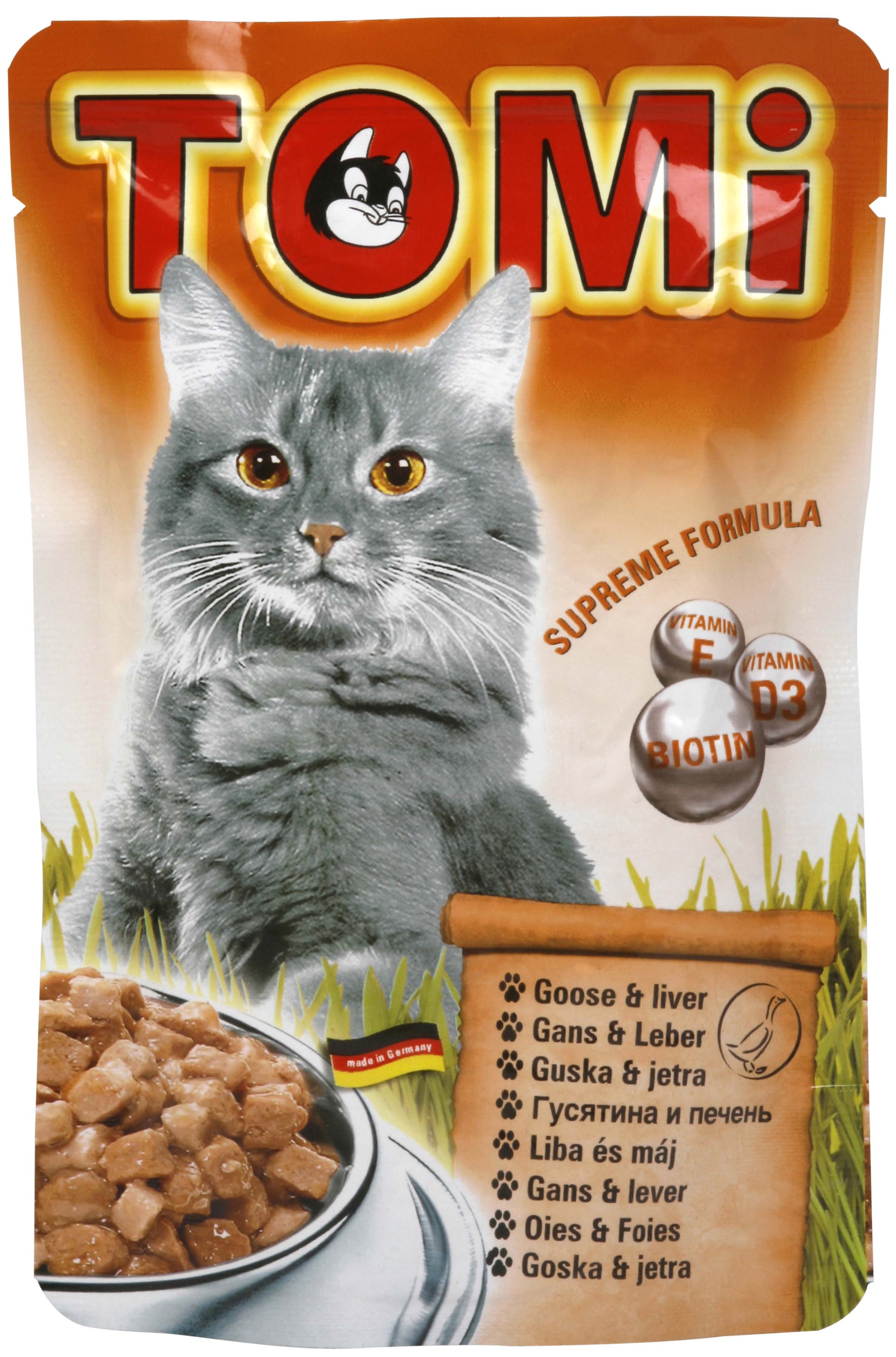 Tomi plic hrană umedă pentru pisici, cu gâscă şi ficat 100g