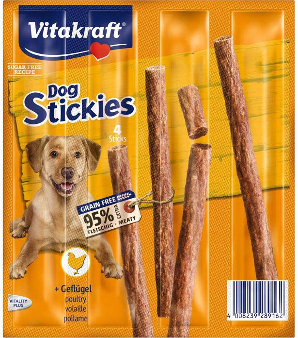 VITAKRAFT Delicatese pentru câini Stickies cu Pasăre 4 bucăţi, 44g
