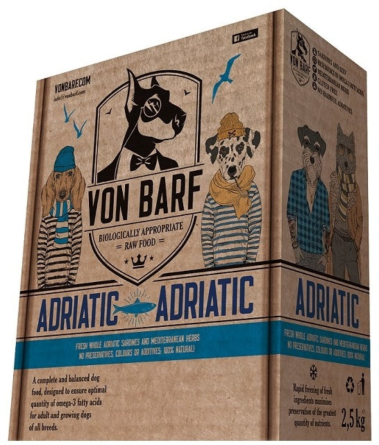 VON BARF Adriatic, hrană crudă congelată pentru câini 10x250g