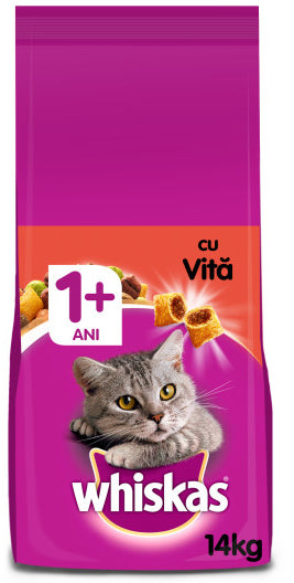 Whiskas hrană uscată pentru pisici adulte, cu vită