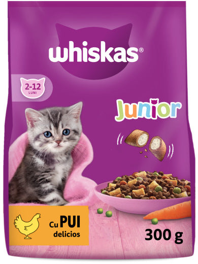 WHISKAS JUNIOR Hrană uscată pentru pisicuţe, cu Pui