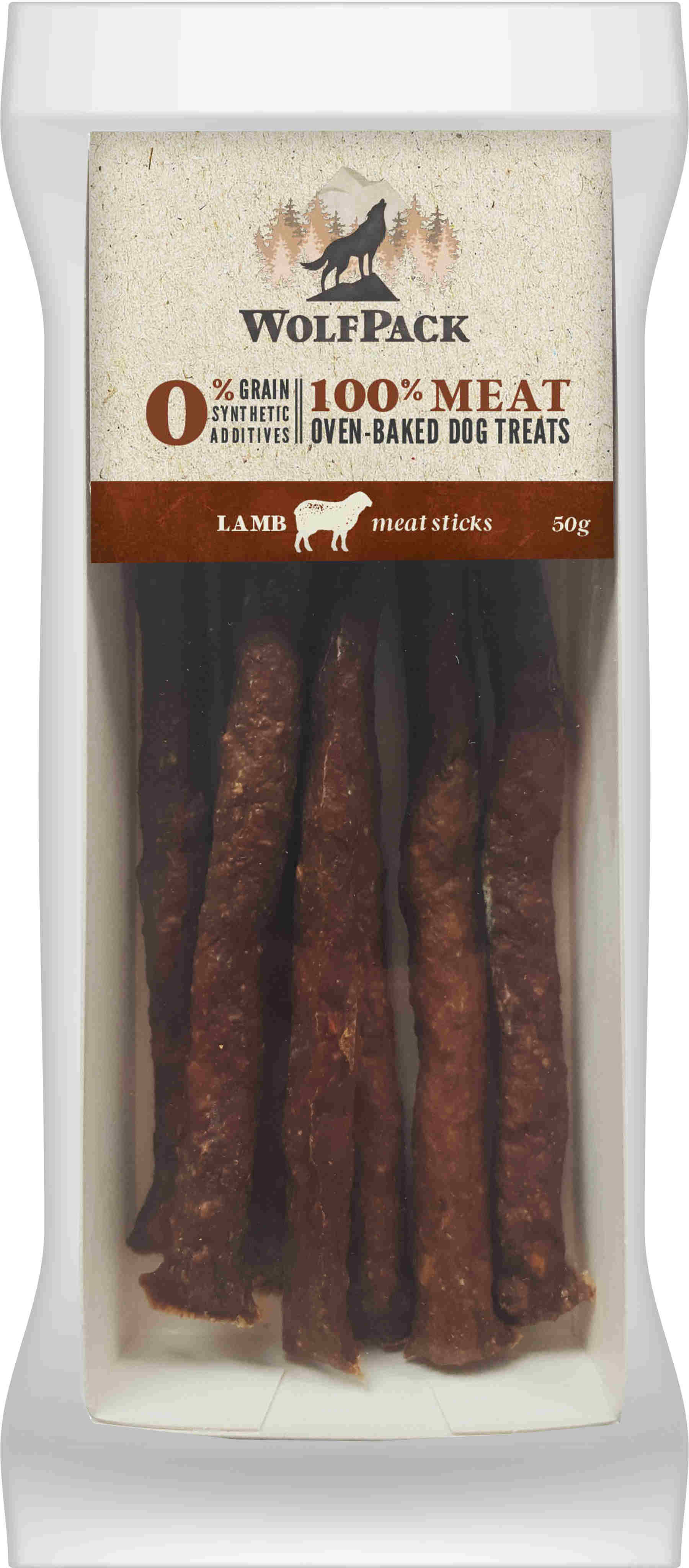 Wolfpack recompensă pentru câini, meat sticks cu 100 % miel 50 g