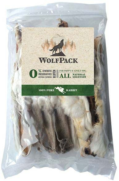 Wolfpack recompensă pentru câini, urechi de iepure, cu păr, 10 bucăţi 130g