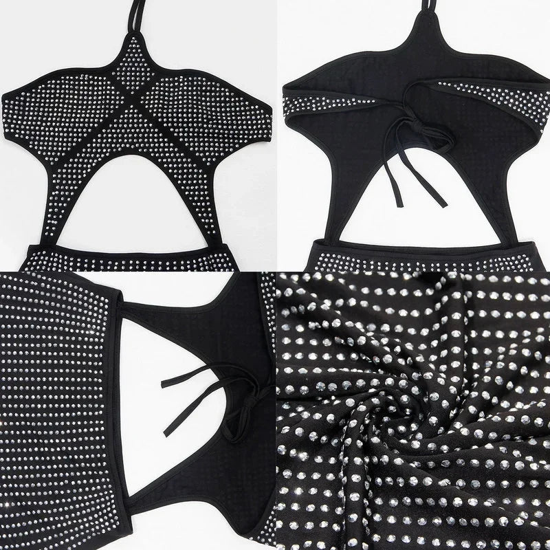 Rhinestone Cut-Out Backless Bodycon Mini Dress for Parties - Image 6
