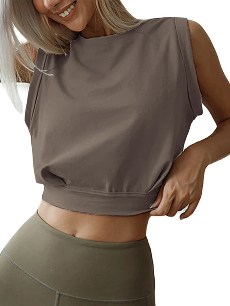 Cute Sleeveless Cotton Crop Tops for Women - Casual Gym Wear - Image 2