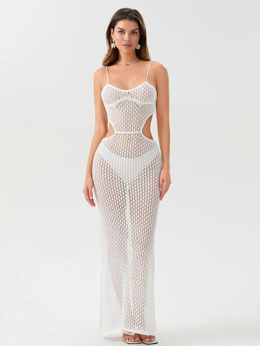 Elegant Lace Maxi Dress - Summer See-Through Cami Backless Party Dress - Image 5