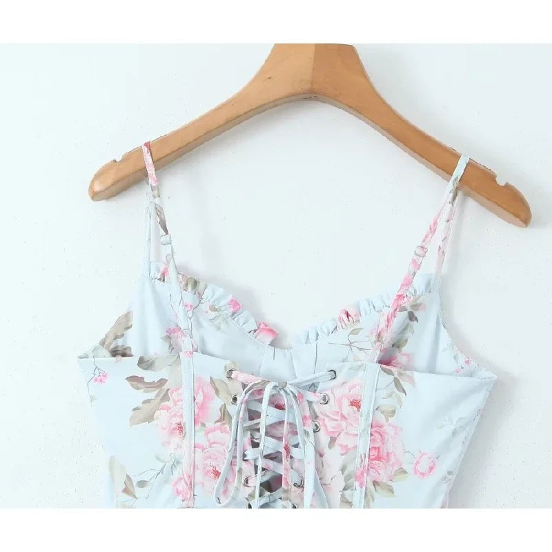 Summer Lace-Up Print Bow Sleeveless Dress for Women - Image 7