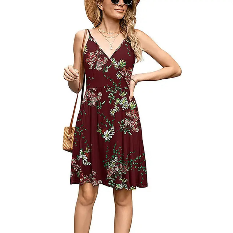 Floral Lace Slip Sundress - Backless Mini Party Dress