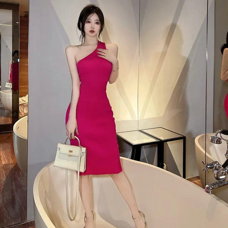 Elegant Solid Color Knitted Sleeveless Dress for Women - Image 4