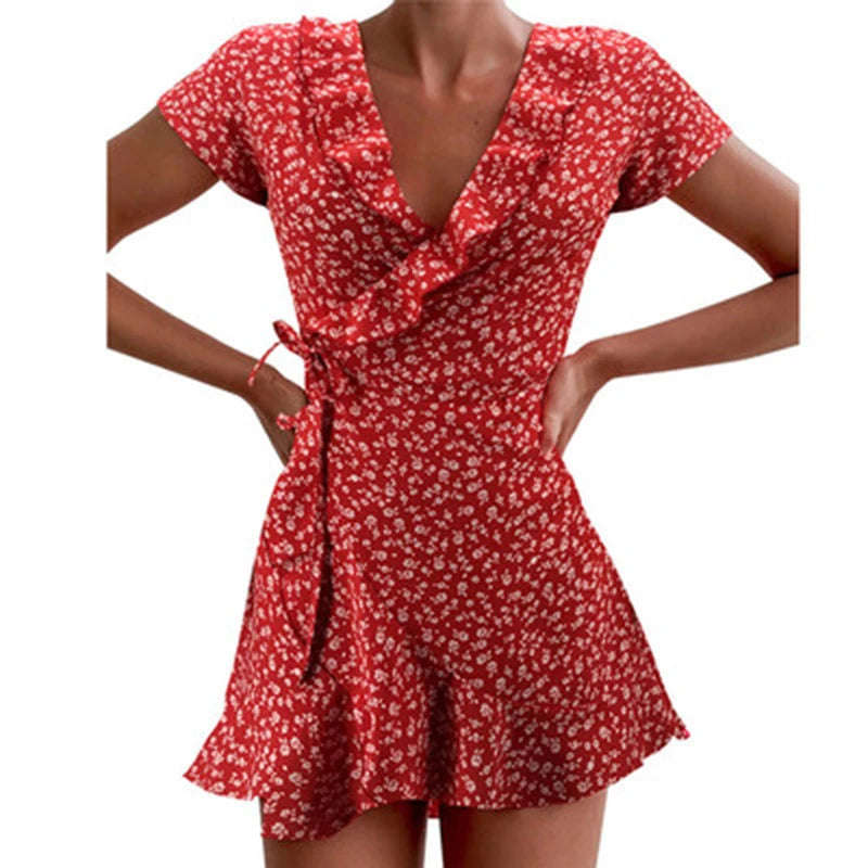 Elegant Floral A-Line Mini Dress with Ruffles - Image 5