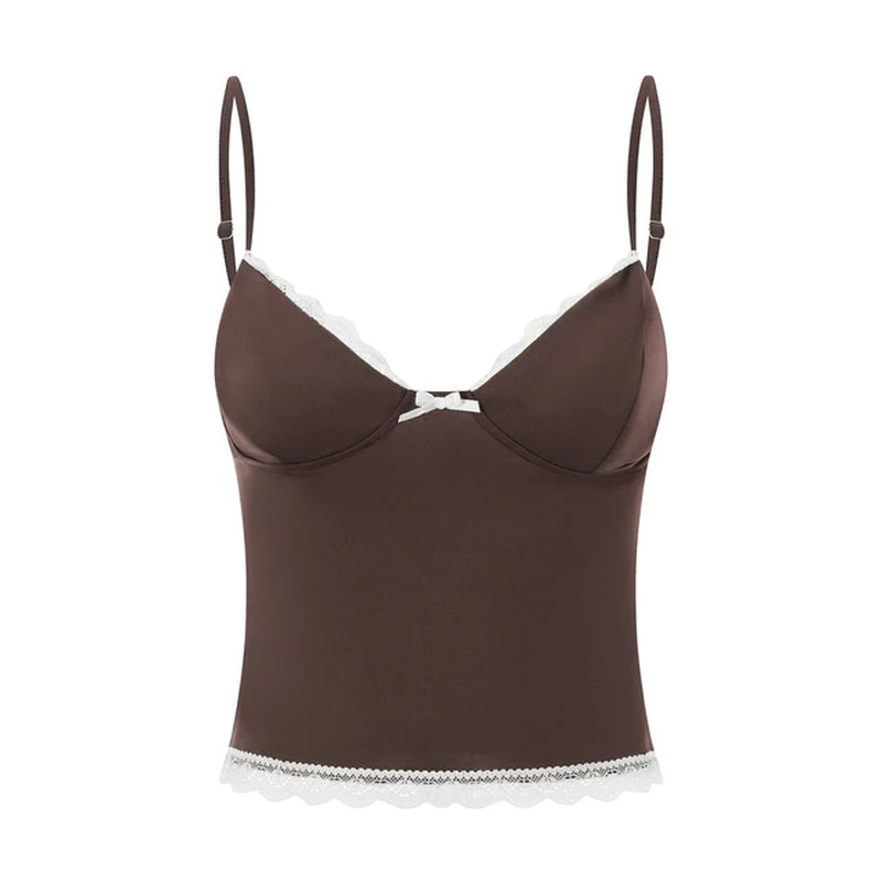 Lace Trim Spaghetti Strap Crop Top for Summer - Image 11