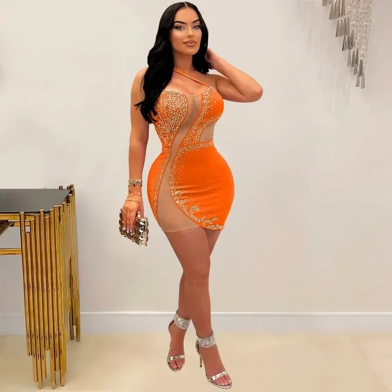 Elegant Rhinestone Birthday Dress for Women - Night Party Wear - Image 9