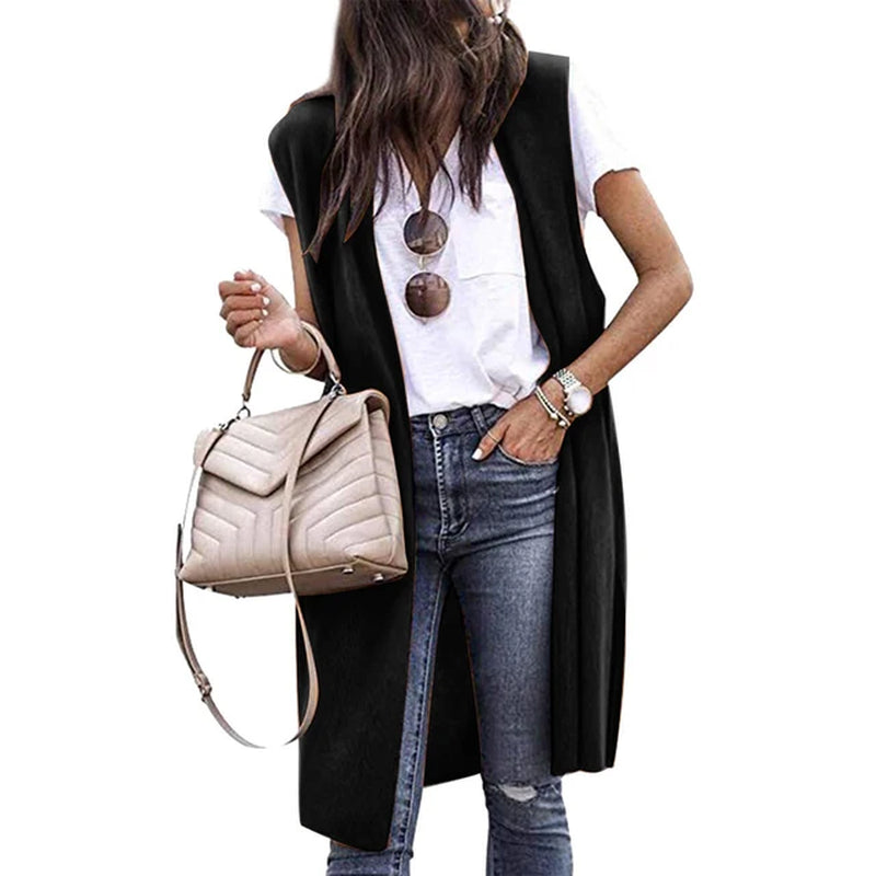 Lightweight Sleeveless Open Front Cardigan for Women - Image 7
