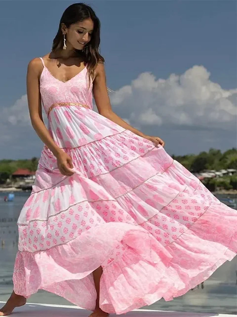 Elegant Backless V-Neck Sleeveless Summer Dress for Women