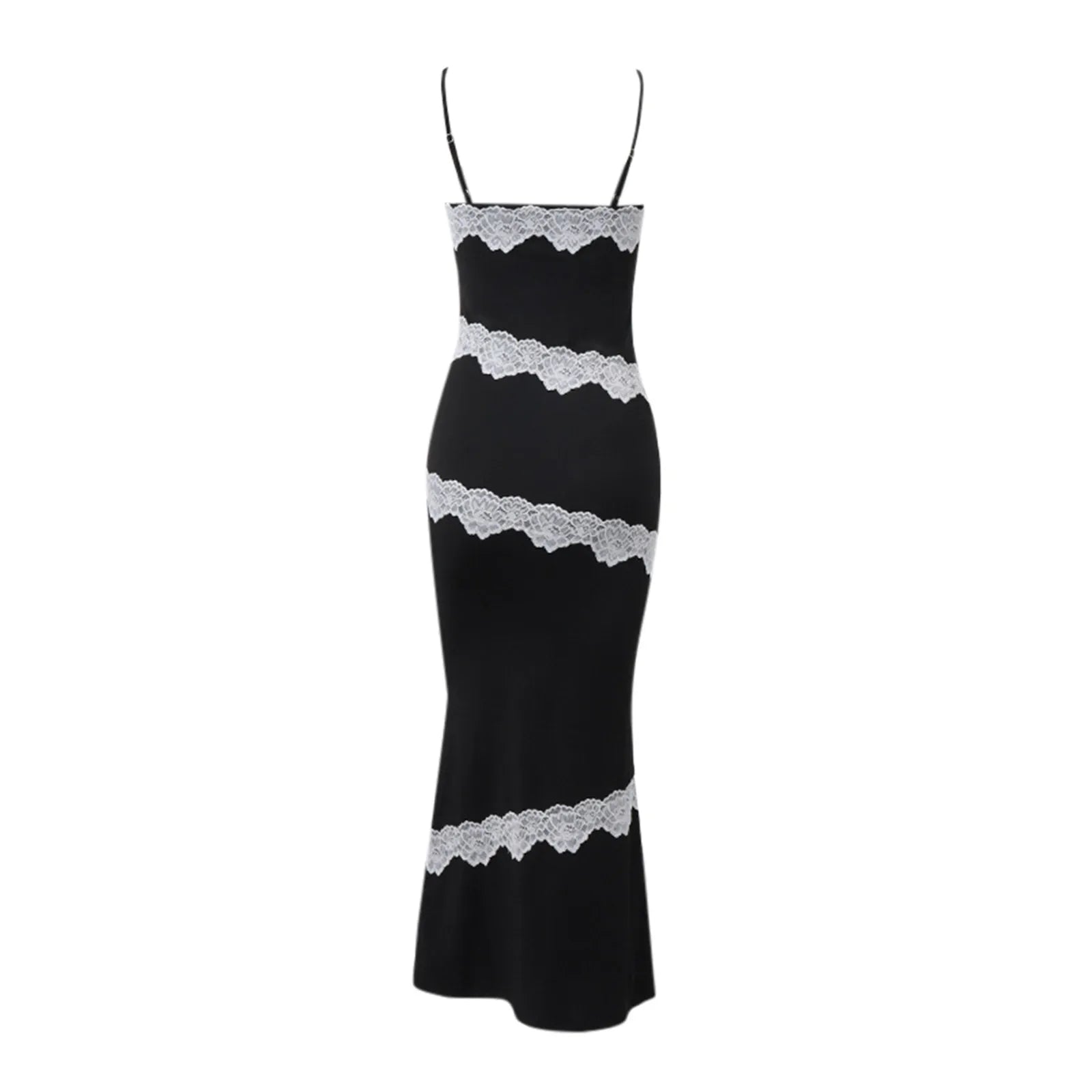 Elegant Backless Spaghetti Strap Maxi Dress with Lace Hem - Image 5