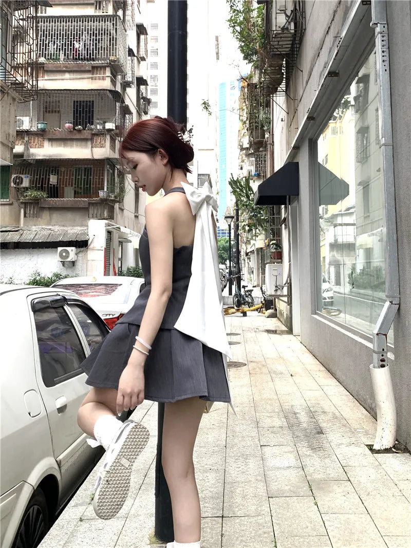 Elegant Backless Sleeveless Y2K Crop Top and Skirt Set - Image 8