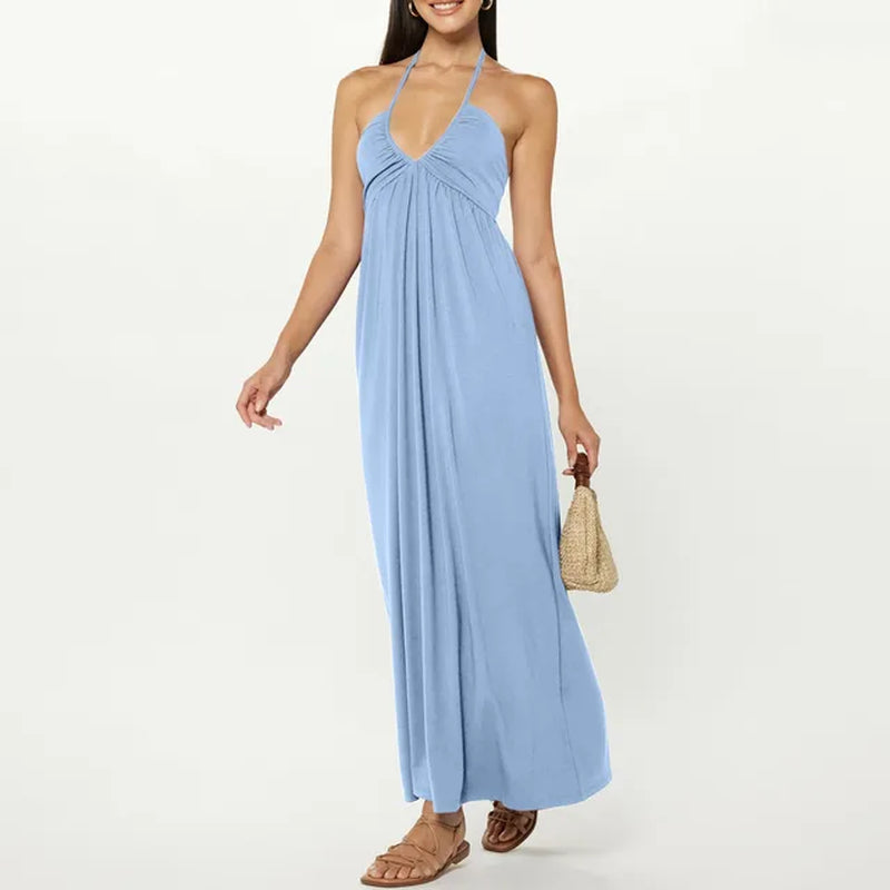 Elegant Backless Halterneck Maxi Dress for Summer Casual Wear - Image 7