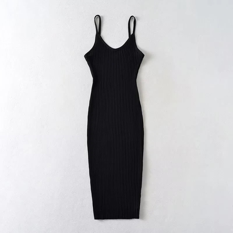 Women's Sleeveless V-Neck Midi Sweater Dress - Casual Summer Fashion - Image 4