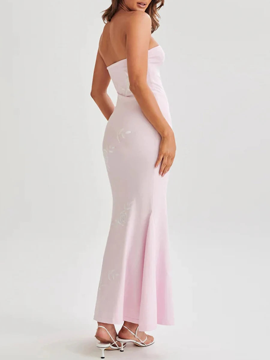 Sleeveless Off-Shoulder Rose Print Summer Party Dress - Image 6