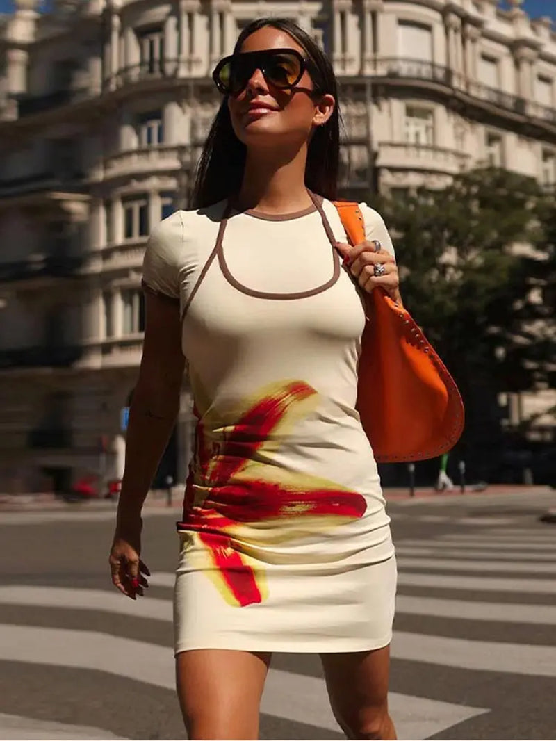 Elegant Floral Print Mini Dress for Women in Summer - Image 5