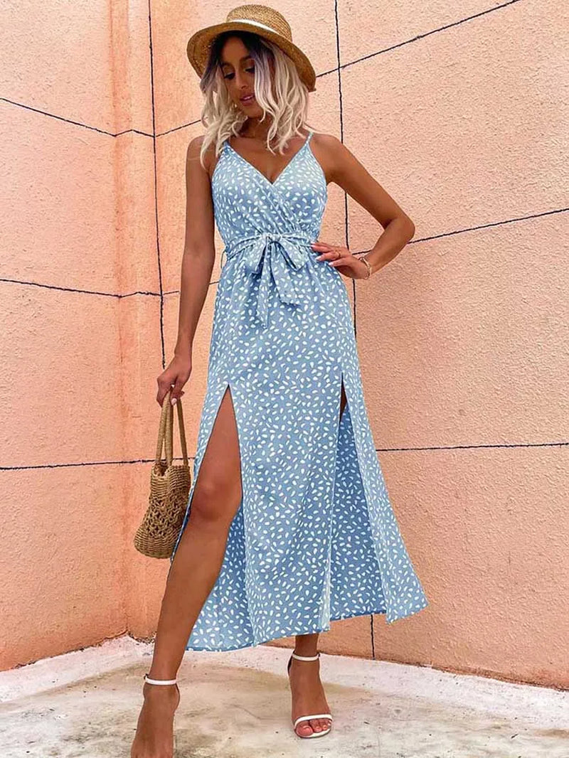 Elegant Summer Floral V-Neck Backless Maxi Dress - Image 8