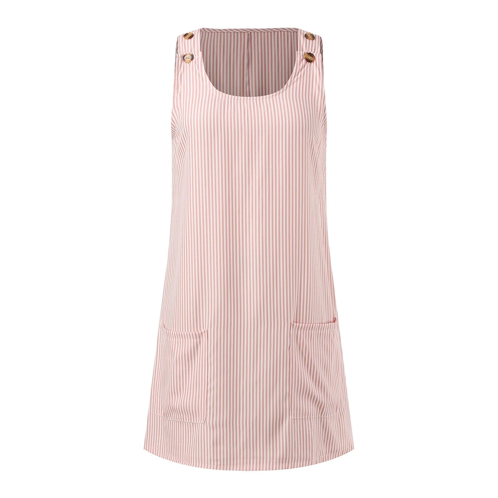 Summer Striped Sleeveless Dress with Pockets for Women - Image 6