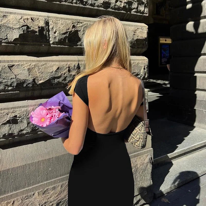 Elegant Backless Maxi Dress for Women - Slim Fit Style - Image 7