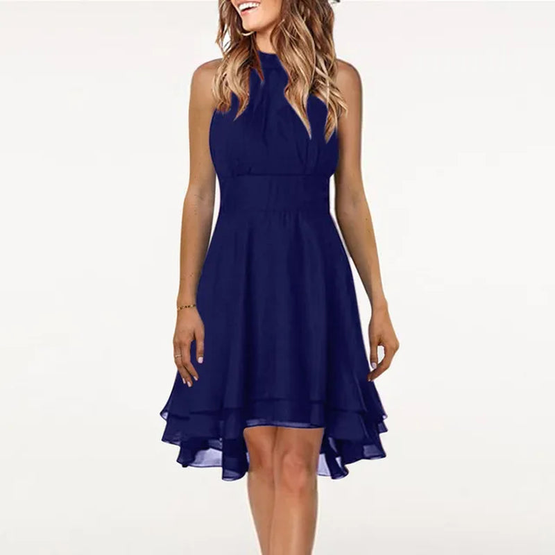 Elegant Halter Neck Chiffon A-Line Summer Dress
