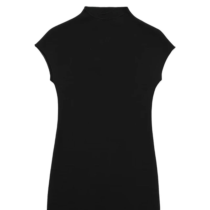 Vintage High Neck Sleeveless Stretch Knit Mini Dress - Image 9