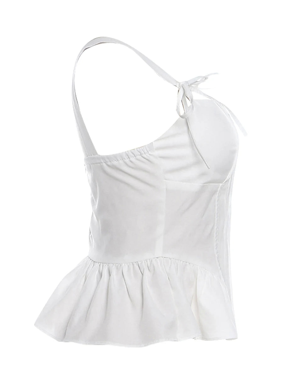 Women's Summer Corset Tank Top with Ruffled Hem - Image 6