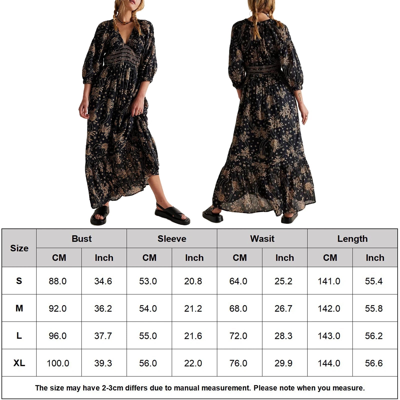 Boho Style Tiered Deep V Neck Swing Dress - Image 7