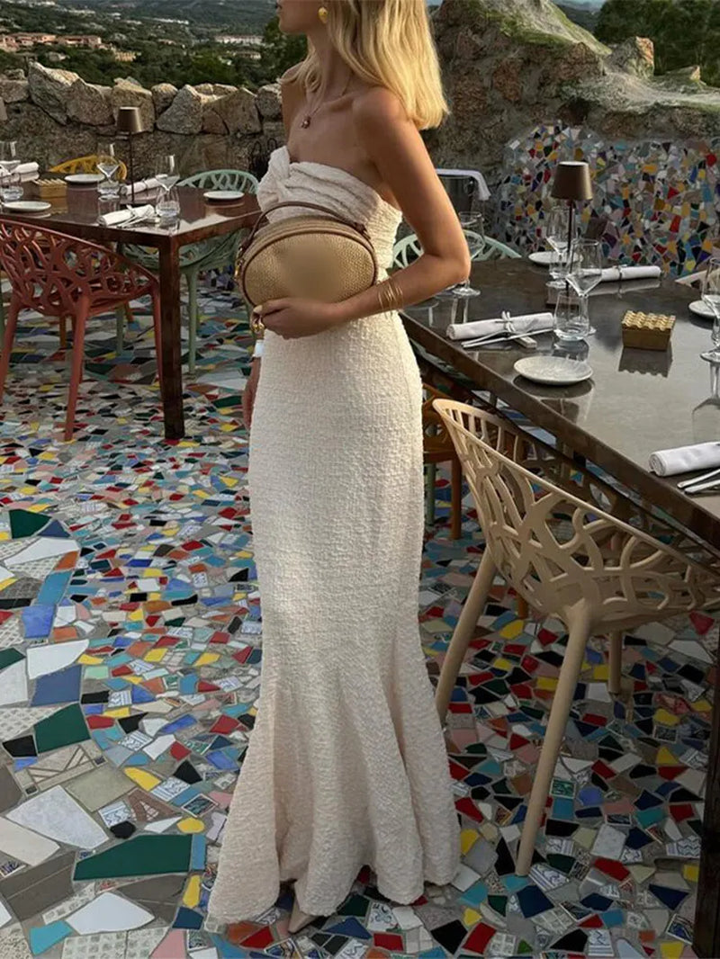 Elegant Strapless Bodycon Fishtail Maxi Dress for Parties - Image 3