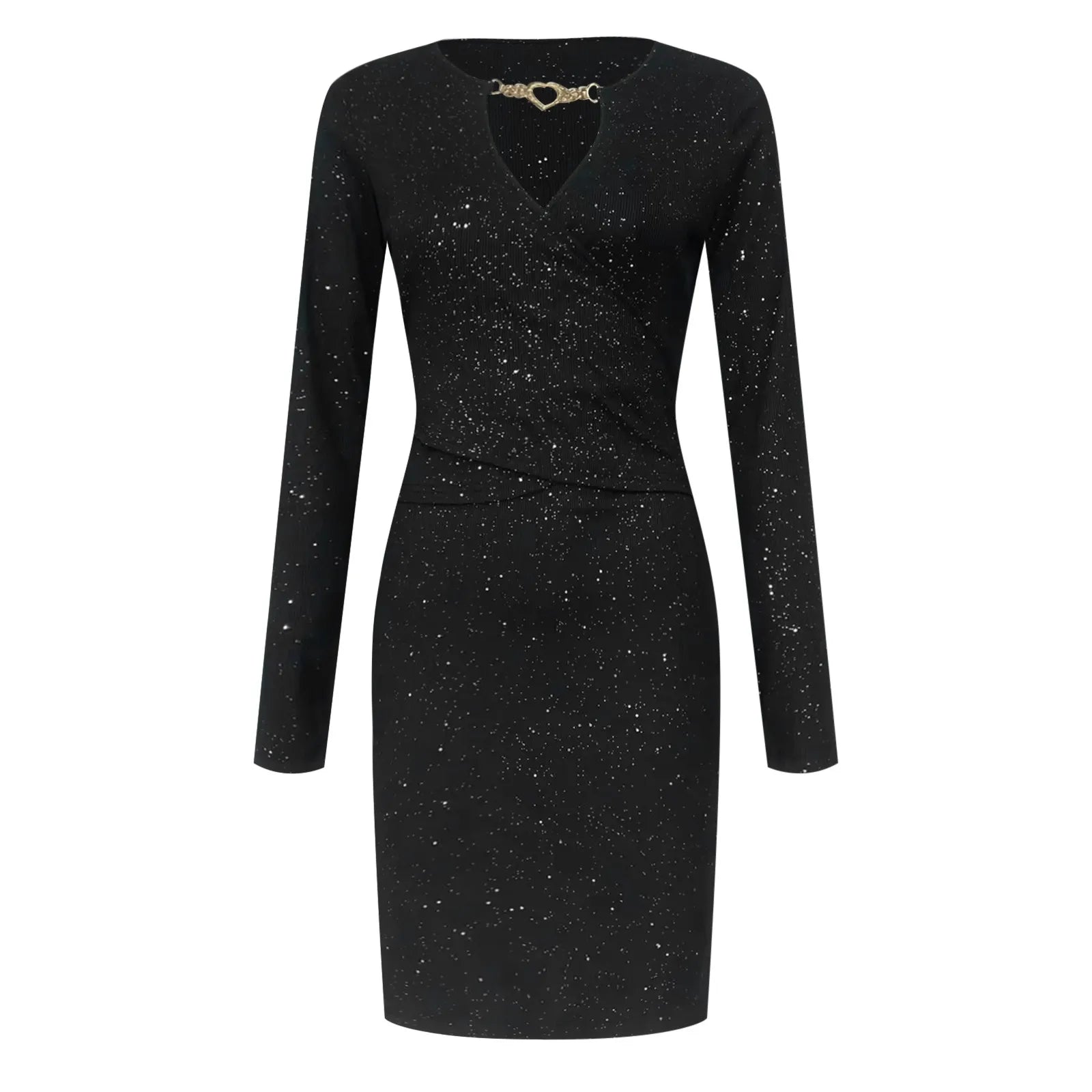 Glitter Slim Long Sleeve Midi Dress for Parties - Image 4