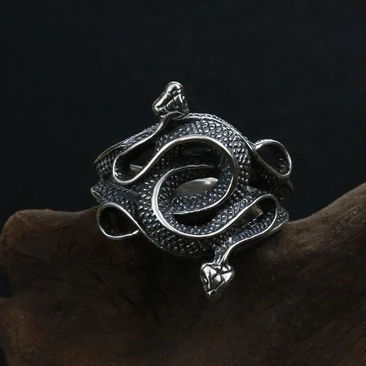 Gothic Wraparound Mens Snake Ring - Silver - Unisex – That Rock