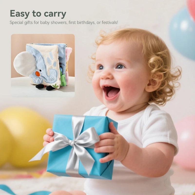 Baby Toys Cloth Book Infant Early Educational Baby 0 12 Months Sensory Toys Soft Books Toys Fluffy Cartoon Elephant Books Toys