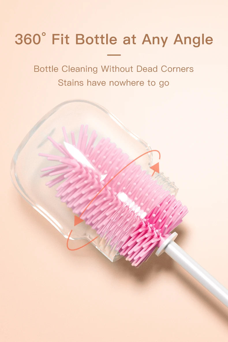 Front view of Silicone Baby Bottle Cleaning Brush Set showcasing its stylish design
