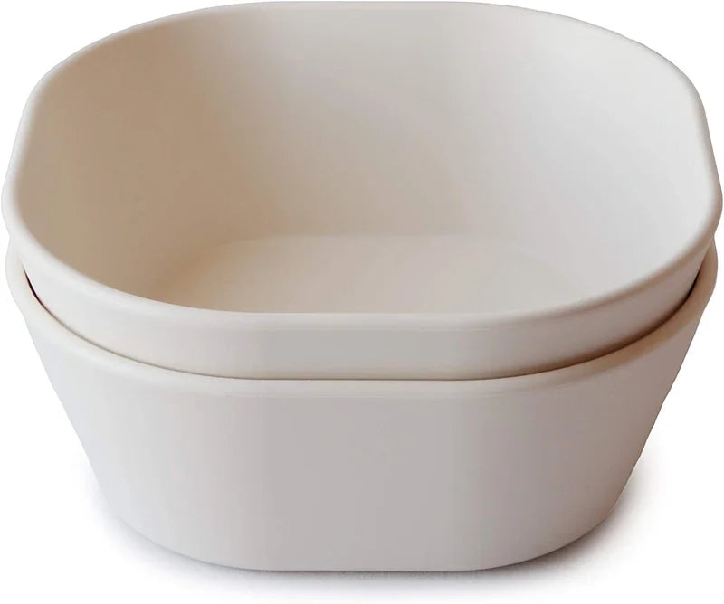 Mushie Square Dinnerware Bowl, Set of 2 (ivory)