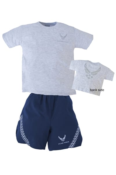 Air Force Youth Pt Shorts And T Shirt Set Grey Blue Ebay - roblox usaf pt winter