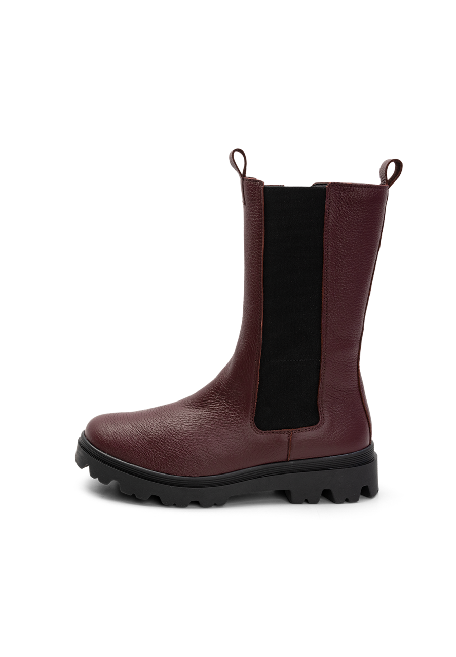 legerer Stiefel Hirschleder aubergine