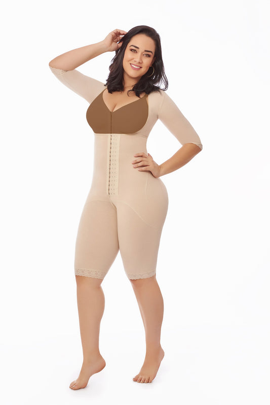 11521 - STAGE 2 BRALESS FULL BODY SHORT FAJA WITH SLEEVES