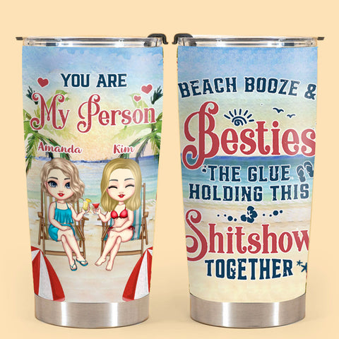 Beach, Booze & Bestie Personalized Tumbler for Sister, Soul Sisters