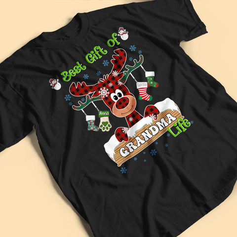 Best Gifts Of Grandma's Life Deer With Stockings Christmas Personalized Matching Family Shirt