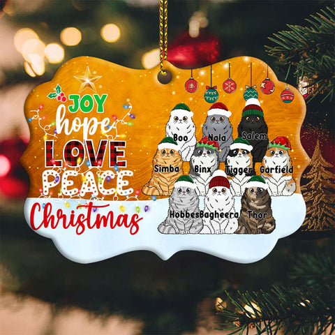 Custom Christmas Ornaments Join Hope Love Peace For Cat Lovers