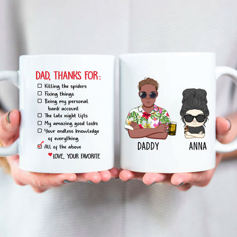Dad Thanks For Father's Day Personalized Mug