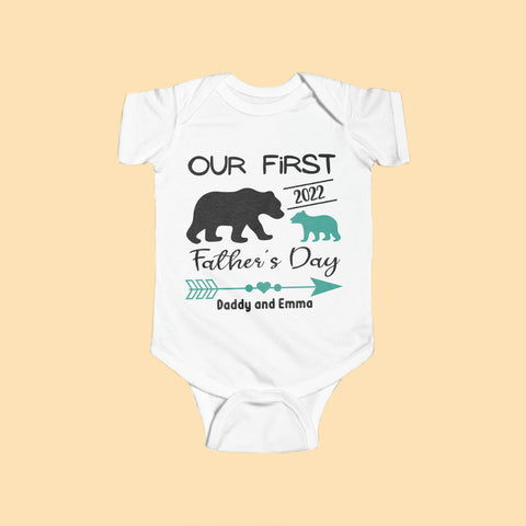 Our First Father's Day Personalized Baby Bodysuit