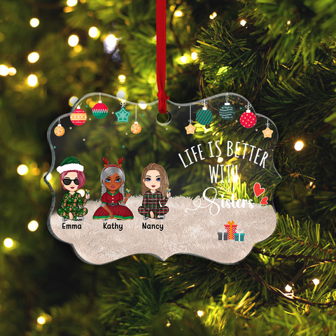 Personalized Christmas Ornament Life Is Better With Sisters