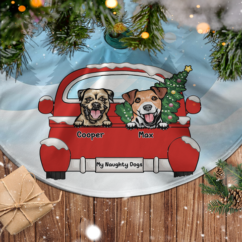 Personalized Dogs Christmas Pencil Tree Skirt
